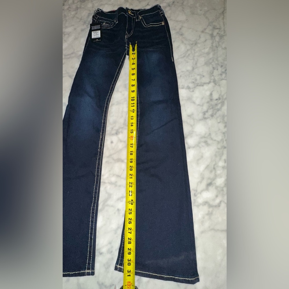 True Religion Becca Big T Flap bootcut Dark Blue Flare Jeans - Picture 4 of 5